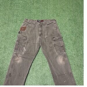 Vintage Carhartt Double Knee Green Men's Size 36 X 34 Faded Distressed Vtg Cargo